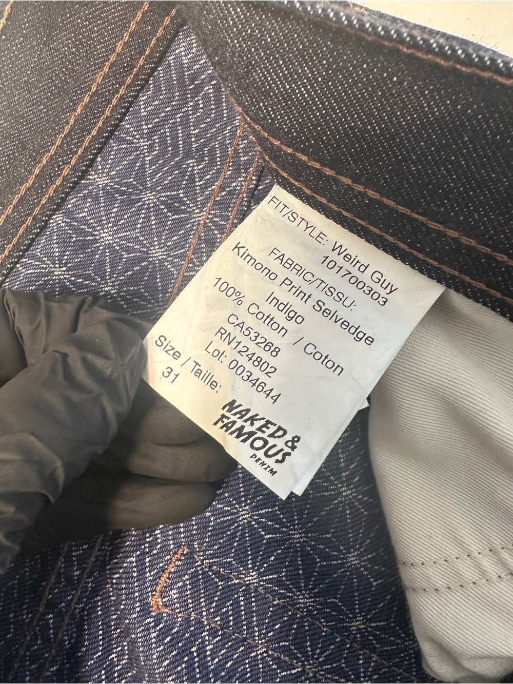 Naked & Famous Kimono Print Selvedge Denim Jeans Weird Guy - Picture 9 of 9